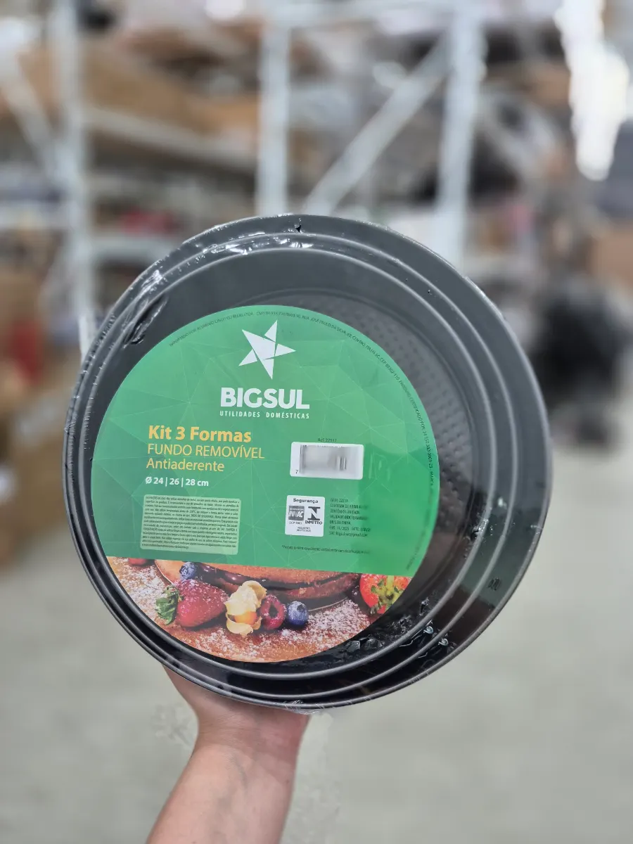 Kit 3 formas fundo removível antiaderente