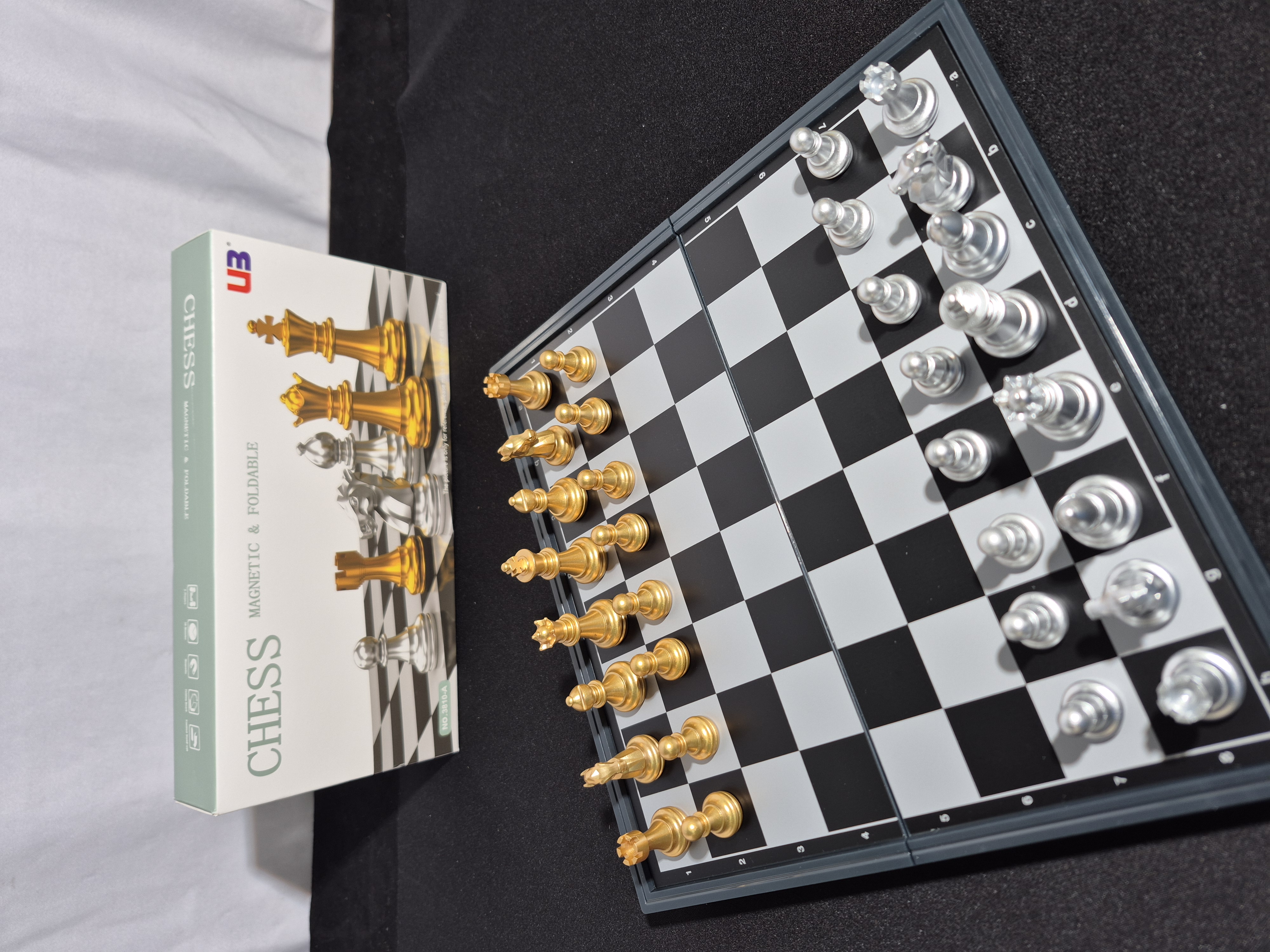 Jogo xadrez magnético dobrável miniatura 3