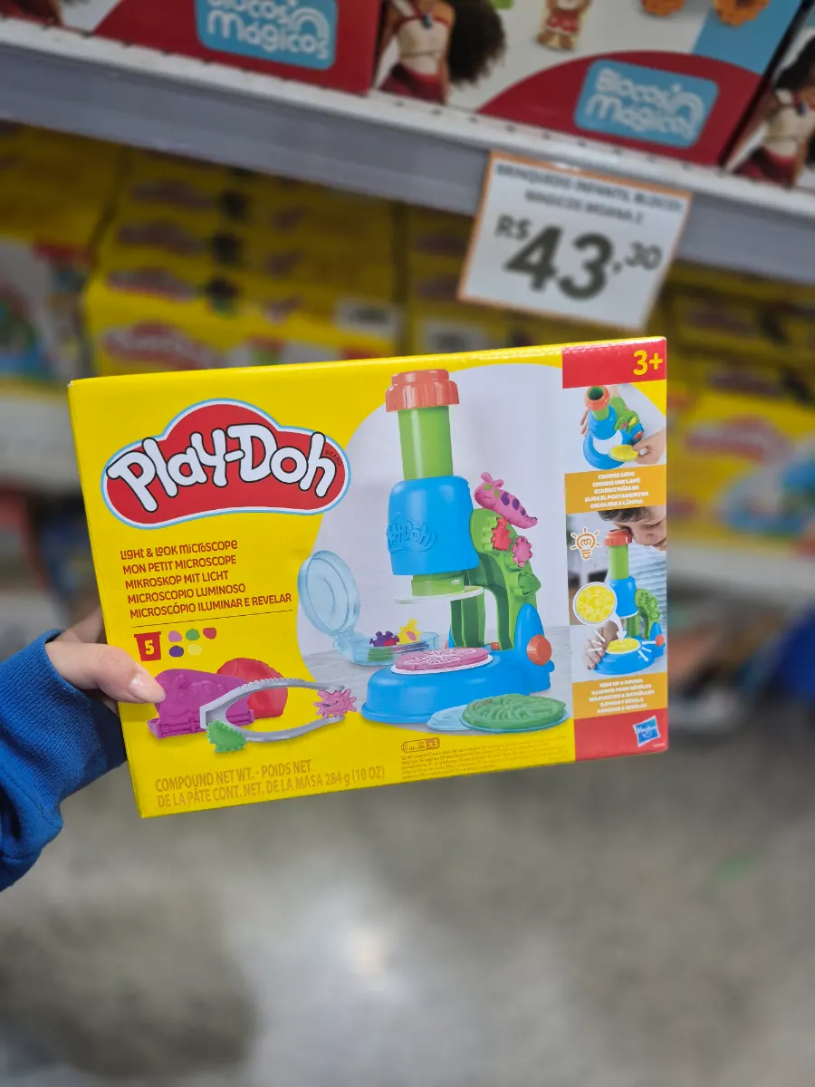 Play doh microscópio iluminar revelar mansinha