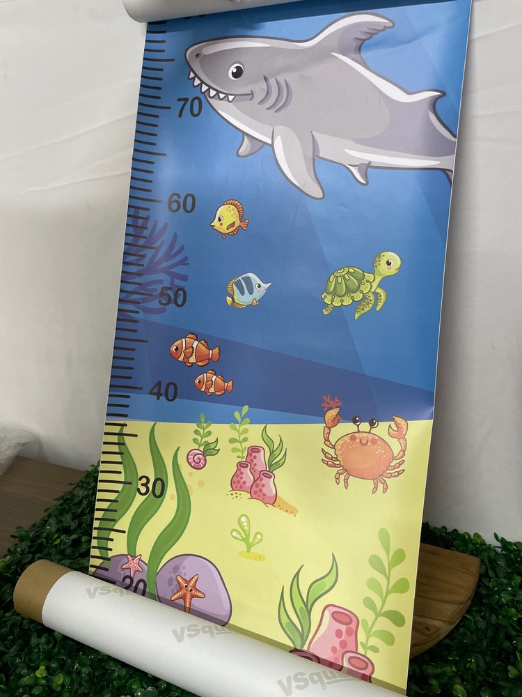 Régua medidora de crescimento infantil fundo do mar