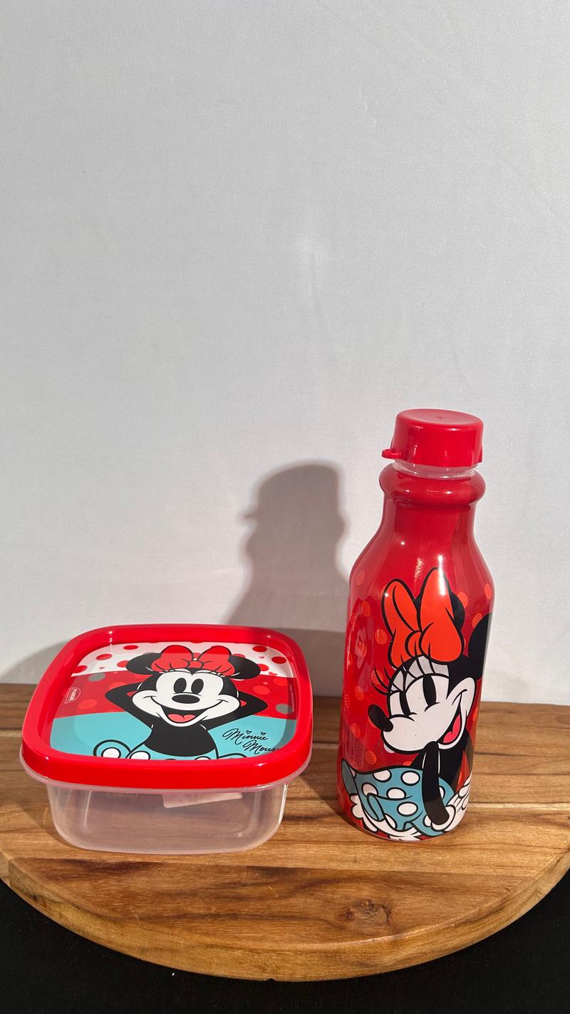 Kit pote quadrado e garrafinha de água de 500ml escolar 1